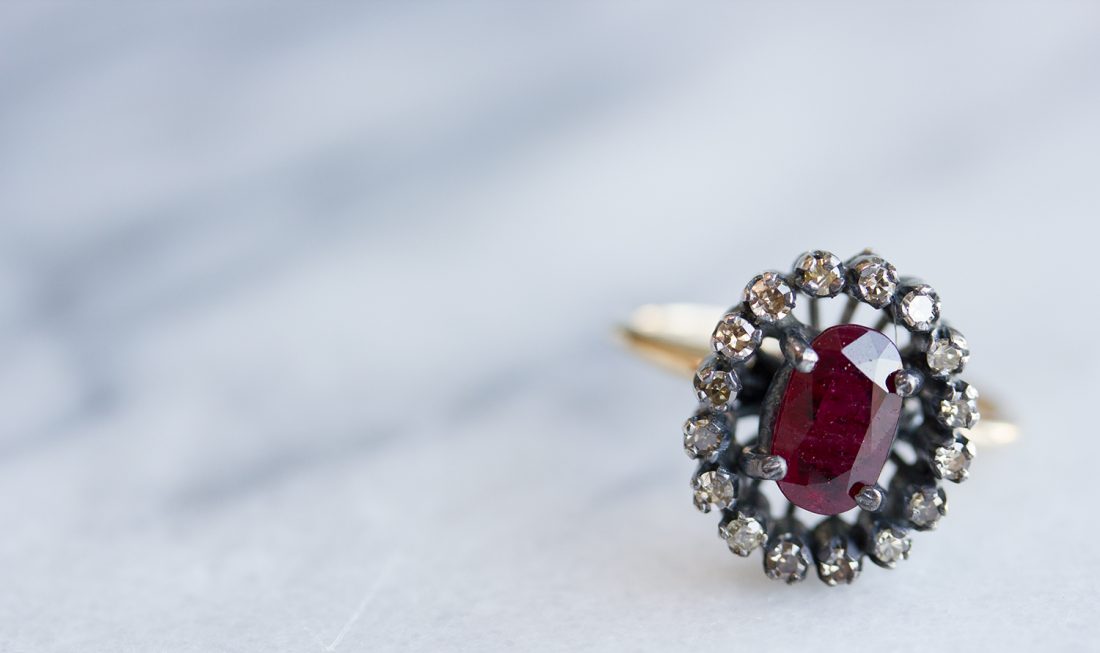 Ruby Ring with Diamonds Around It