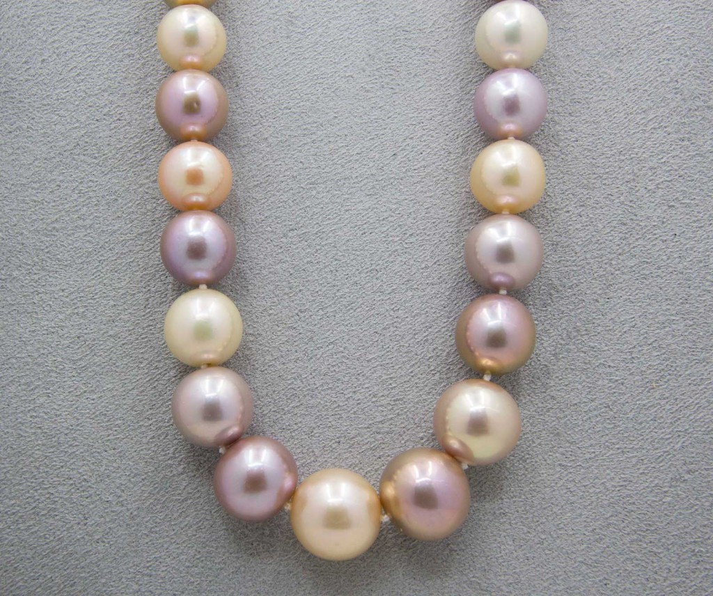 Pink, Lavender, and White Colored Pearl Necklace
