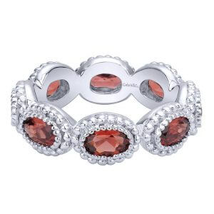 Gabriel & Co Sterling Silver Oval Garnet Infinity Stackable Ring