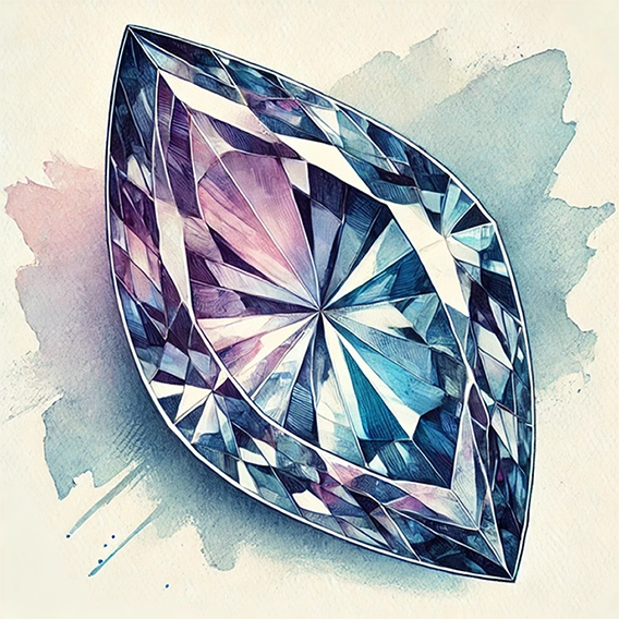 Marquise Diamond Watercolor Art