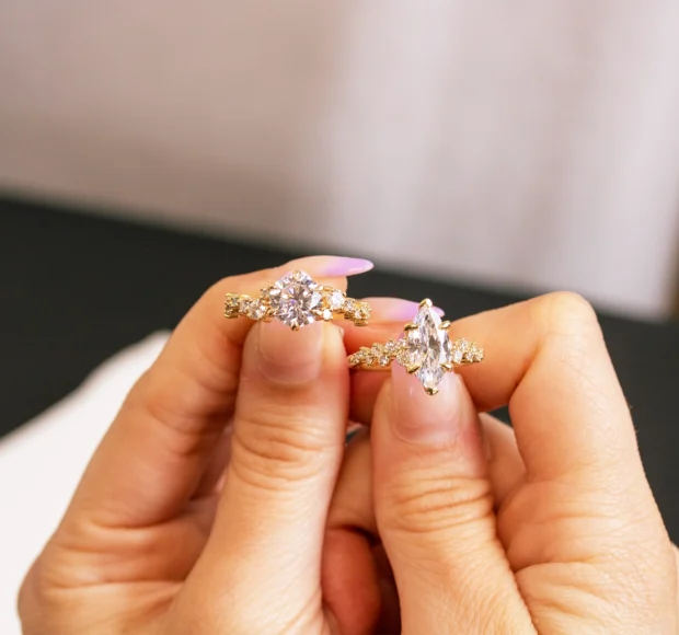 Custom Abstract Round and Marquise Engagement Rings Diamonds Forever