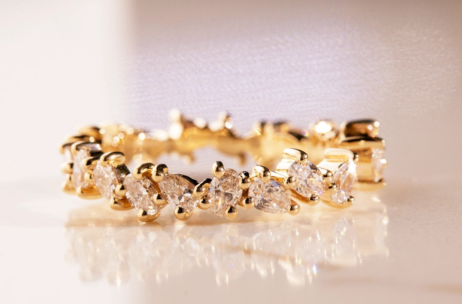 Custom Abstract Wedding Band Diamonds Forever San Diego - Mark + Ashleynn