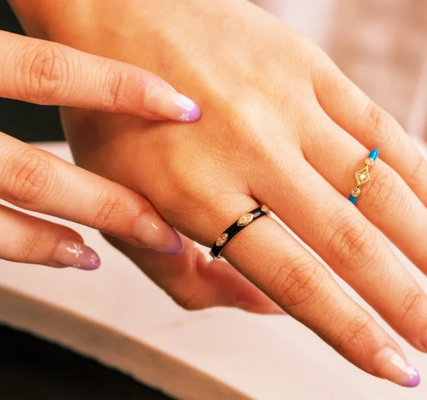 Enamel Gold Wedding Bands Diamonds Forever San Diego